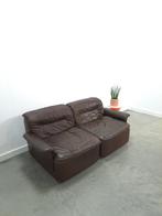 Bruin leren module bank, zitbank vintage, Gebruikt, Space age, vintage, 150 tot 200 cm, Tweepersoons