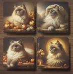 Heilige Birmaan Rembrandt stijl onderzetters met houder, Ophalen of Verzenden, Nieuw, Glas of Kopje