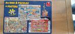 Jan van haasteren puzzels 3x 1000 st met posters, Ophalen of Verzenden, Meer dan 1500 stukjes, Gebruikt, Legpuzzel