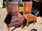 Leren eetkamerstoelen, Huis en Inrichting, Stoelen, Ophalen, Gebruikt, Hout met leer, Bruin