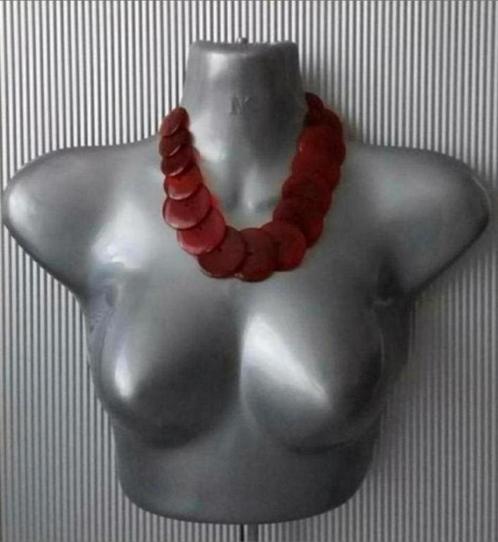 Manouk - ketting met overlappende schijfjes, Sieraden, Tassen en Uiterlijk, Kettingen, Nieuw, Overige materialen, Rood, Verzenden