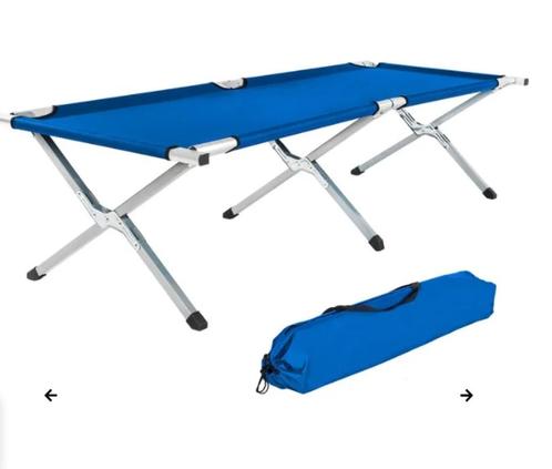 Veldbed blauwmet aluminium frame, inklapbaar, 190 x 70 x 45, Caravans en Kamperen, Kampeermeubelen, Nieuw, Campingstoel, Ophalen