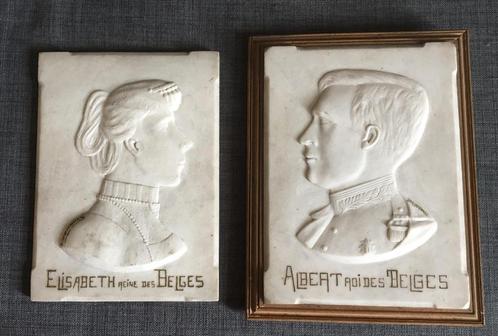 Albert I en Elisabeth - portretten in marmer, Verzamelen, Koninklijk Huis en Royalty, Gebruikt, Overige typen, Buitenland, Ophalen of Verzenden