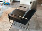 2 luxe stoelen zwart leer / rvs, Ophalen, Zo goed als nieuw, Leer, 50 tot 75 cm
