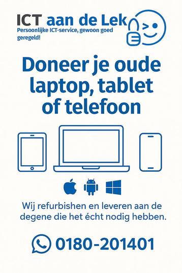 Doneer je oude laptop, tablet of telefoon – help een ander beschikbaar voor biedingen