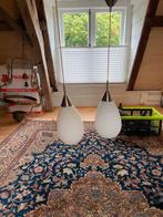 Vintage Hanglampen Set - Glas & Metaal, Huis en Inrichting, Lampen | Hanglampen, Ophalen, Zo goed als nieuw, Glas, Minder dan 50 cm