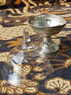 Mooi antiek glas in houder van zilver 9,5 cm., Antiek en Kunst, Ophalen of Verzenden