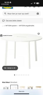 IKEA MITTZON Vergadertafel Rond Wit - Goede Staat, Huis en Inrichting, Ophalen, Kunststof, Gebruikt, 100 tot 150 cm