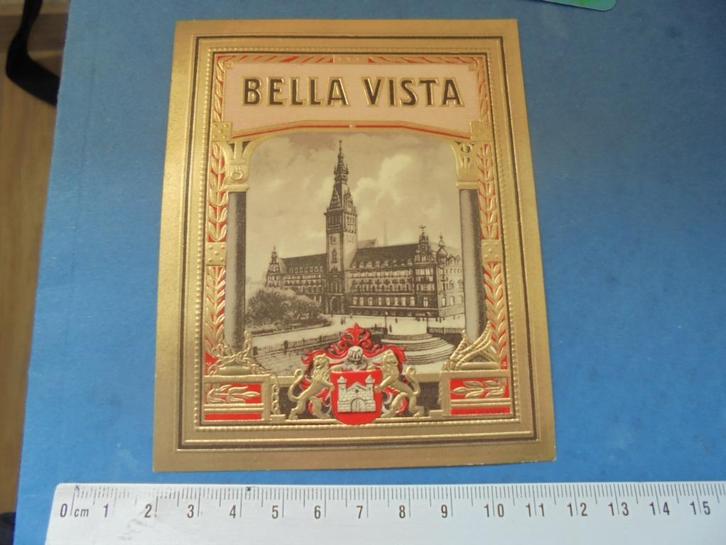 Oude sigarenband / etiket Bella Vista met Paleis no. 29080, Verzamelen, Rookartikelen, Aanstekers en Luciferdoosjes, Zo goed als nieuw