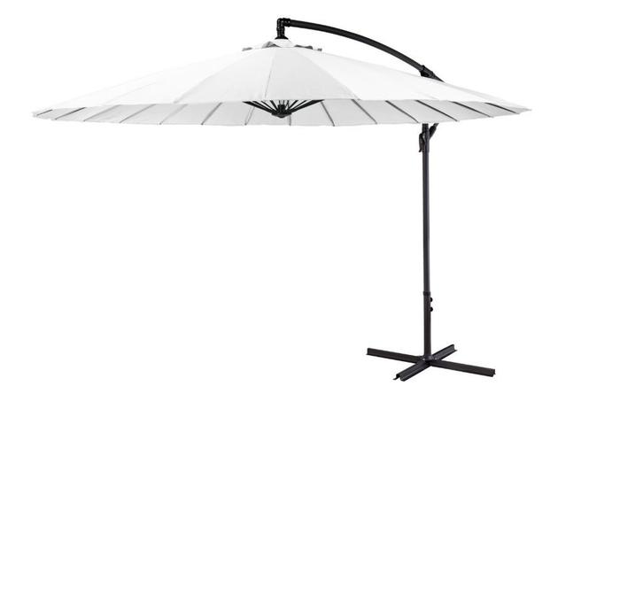4goodz  Shanghai Zweefparasol 300 cm met kruisvoet - Wit, Tuin en Terras, Parasols, Zo goed als nieuw, Zweefparasol, 2 tot 3 meter