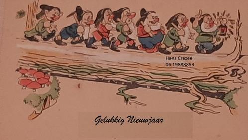 gezocht oud nieuwjaarskaart Disney Sneeuwwitje en 7 dwergen, Verzamelen, Ansichtkaarten | Themakaarten, 1920 tot 1940, Cultuur en Media