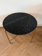 Zwarte marmeren salontafel met gouden onderstel, Overige materialen, Rond, 55 tot 75 cm, Zo goed als nieuw
