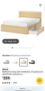 IKEA MALM Bedframe 140x200 - Licht Eikenfineer, Huis en Inrichting, Slaapkamer | Bedden, Ophalen, Bruin, Tweepersoons, 140 cm
