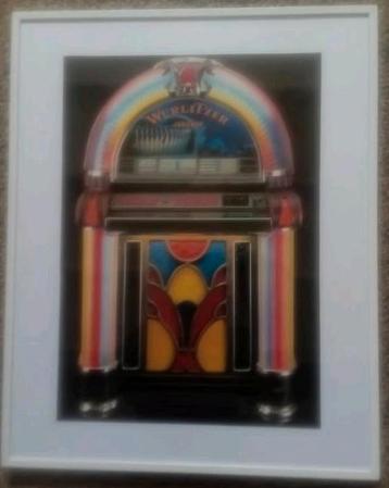 Afb.Wurlitzer Jukebox model 1050 gr.formaat Lijst 41 x 51 cm beschikbaar voor biedingen
