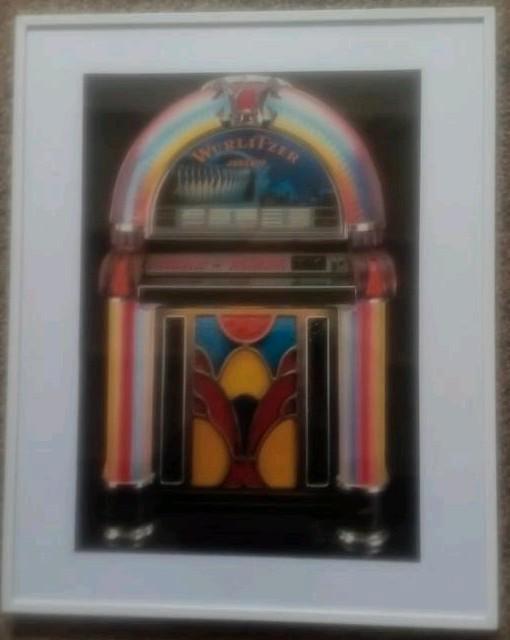 Wurlitzer JUKEBOX Schitterende ingelijste afb. 41x51 CM, Verzamelen, Automaten | Jukeboxen, Gebruikt, Wurlitzer, 1970 tot heden