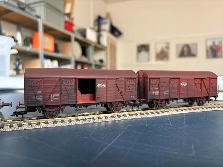 Fleischmann - NS Goederenwagons (2x) - 93 5311 NL K - H0, Hobby en Vrije tijd, Modeltreinen | N-Spoor, Zo goed als nieuw, Wagon