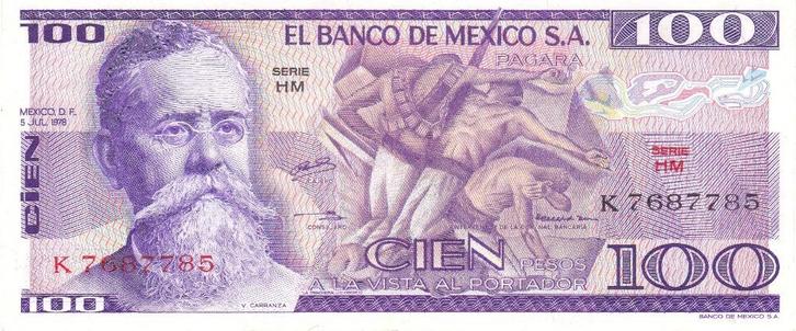 EL BANCO  DE  MEXICO   100  PESOS   1978  MOOI BILJET, Postzegels en Munten, Bankbiljetten | Europa | Niet-Eurobiljetten, Overige landen