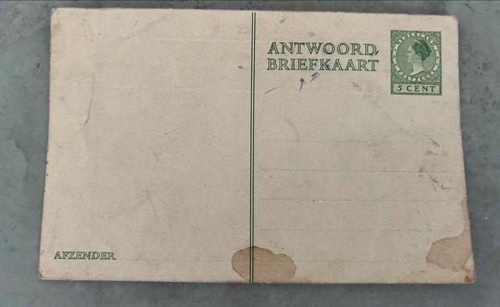 antwoord briefkaart 5 cent Wilhelmina, Postzegels en Munten, Brieven en Enveloppen | Nederland, Briefkaart, Ophalen of Verzenden