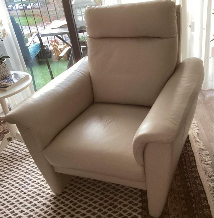 Italiaanse leren fauteuil - Zo goed als nieuw, Huis en Inrichting, Fauteuils, Zo goed als nieuw, Leer, 75 tot 100 cm, 75 tot 100 cm