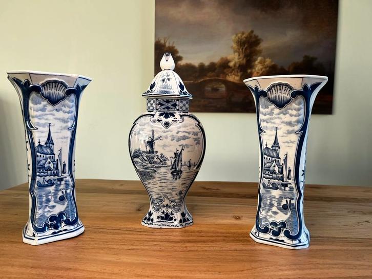 Delfts Blauw Vaas Set, Antiek en Kunst, Antiek | Vazen, Ophalen of Verzenden