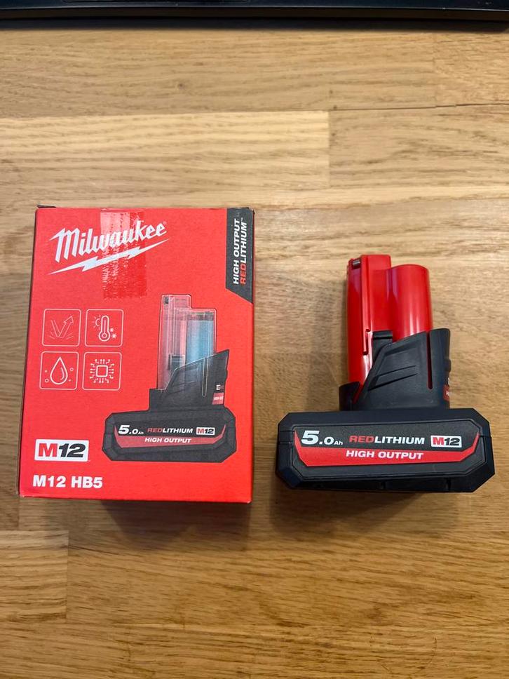 Milwaukee M12 High Output 5Ah Accu - Nieuw!, Doe-het-zelf en Verbouw, Gereedschap | Machine-onderdelen en Toebehoren, Nieuw, Ophalen of Verzenden