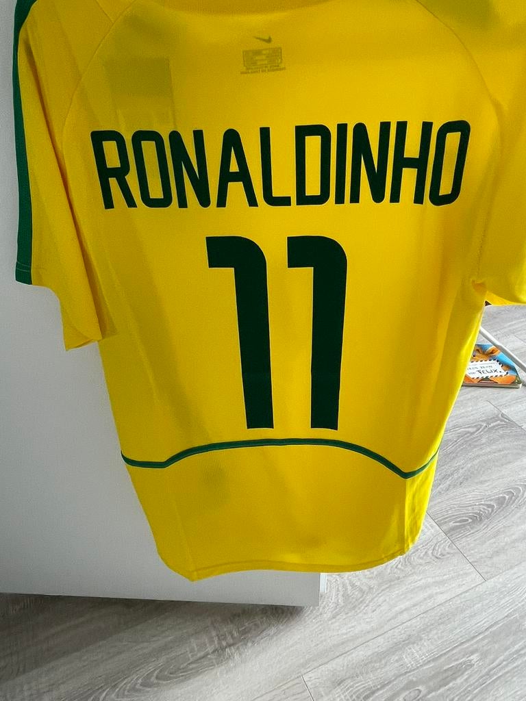 Retro Ronaldinho Brazilië WK 2002 Shirt - barca milan Maat L, Ophalen of Verzenden, Nieuw, Maat 52/54 (L), Geel