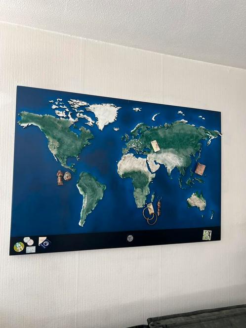 Prachtig XXL Wandbord Wereldkaart Met Ledverlichting 130x90, Huis en Inrichting, Woonaccessoires | Schilderijen, Tekeningen en Foto's