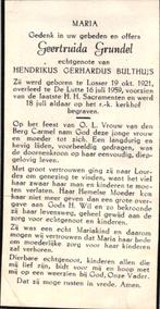 Grundel Geertruida 1821 Losser- 1959 De Lutte, Ophalen of Verzenden