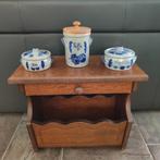 Vintage Eiken kranten bak met lade, Huis en Inrichting, Ophalen, Gebruikt
