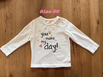 Hema shirtje lange mouwen You make my day!  Maat 92 beschikbaar voor biedingen