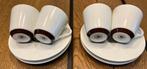 4 kleine porselein Nespresso Andrée Putman kop en schotels, Ophalen of Verzenden, Zo goed als nieuw, Porselein, Kop en/of schotel