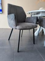 Grijze Stoffen Stoelen met Armleuningen, Huis en Inrichting, Stoelen, Ophalen, Zo goed als nieuw, Metaal, Vier