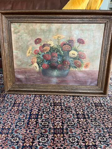 Stilleven bloemen olie op doek mooie lijst beschikbaar voor biedingen
