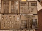 Antieke Gero Puntfilet  bestek cassette 153 delig verzilverd, Antiek en Kunst, Ophalen