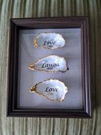 Schilderij met oesters met woorden live, laugh, love, Minder dan 50 cm, Nieuw, Ophalen of Verzenden, Schilderij