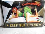 Metalen bord met een PIN-UP girl..... geweldig 92x61cm !!!!, Verzamelen, Militaria | Tweede Wereldoorlog, Ophalen of Verzenden