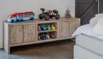 Tv meubel, dressoir, lage kast, teakhout white wash, Huis en Inrichting, Kasten | Televisiemeubels, Ophalen, 150 tot 200 cm, Teakhout