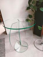 Bijzettafel glas vintage design, Huis en Inrichting, Minder dan 55 cm, Gebruikt, Rond, Glas