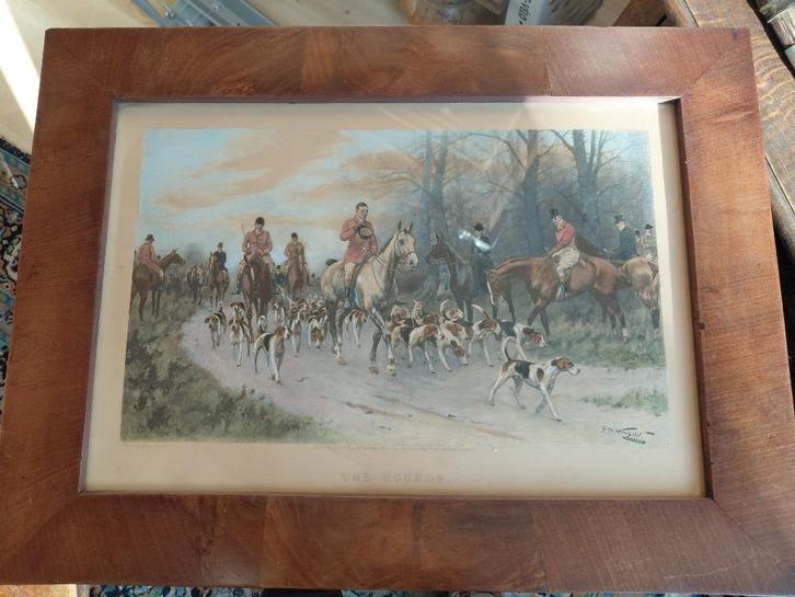 schilderij George Wright The Cream The Hounds Litho, Antiek en Kunst, Kunst | Schilderijen | Klassiek, Ophalen