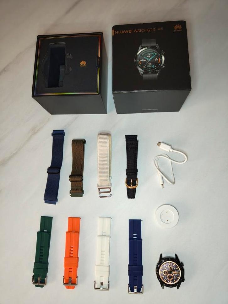 Huawei Watch GT 2 (46mm) – Smartwatch, Sieraden, Tassen en Uiterlijk, Smartwatches, Zo goed als nieuw, Zwart, Waterdicht, Ophalen of Verzenden