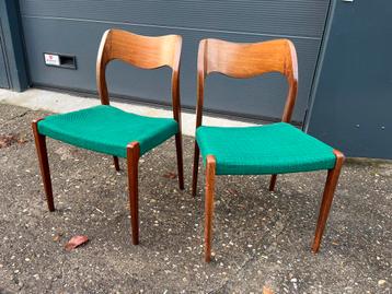 2 moller model 75 stoelen opknappen jaren 60 teak Deens €425 beschikbaar voor biedingen
