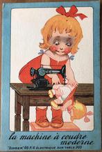 Reclame-kaart voor “SINGER” naaimachine - meisje en pop, Verzenden, 1920 tot 1940, Ongelopen, Overige thema's