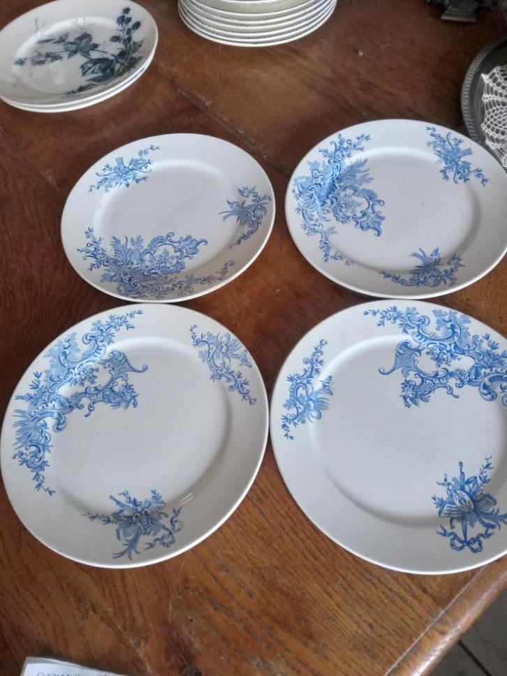 4 borden B.F.K. serienaam REGENT in blauw, Antiek en Kunst, Antiek | Servies los, Ophalen of Verzenden