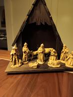 Authentieke Kerststal met Handgemaakte Figuren, Ophalen of Verzenden