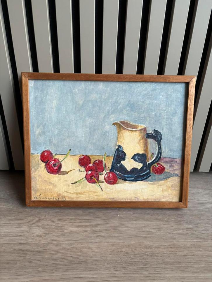Olieverfschilderij Stilleven – gesigneerd W. Huermans (1983), Antiek en Kunst, Kunst | Schilderijen | Klassiek, Ophalen of Verzenden
