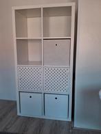 IKEA Kallax 2x4 kast, wit, met 3 inzetstukken en 2 deurtjes, Ophalen, 25 tot 50 cm, Minder dan 150 cm, Minder dan 100 cm