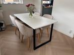 Eettafel wit met zwarte stalen u poot, Huis en Inrichting, Tafels | Eettafels, Zo goed als nieuw, 150 tot 200 cm, Rechthoekig