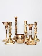 Vintage antiek kandelaar kandelaars messing goud klr koper, Ophalen, Koper of Brons