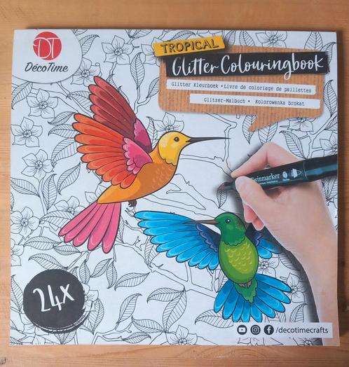 Glitter Colouring tekenblok Tropical van DécoTime, Hobby en Vrije tijd, Tekenen, Zo goed als nieuw, Papier, Schets- of Tekenboek