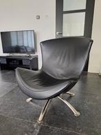 Zwart leren lounge stoel, Huis en Inrichting, Fauteuils, Ophalen, Zo goed als nieuw